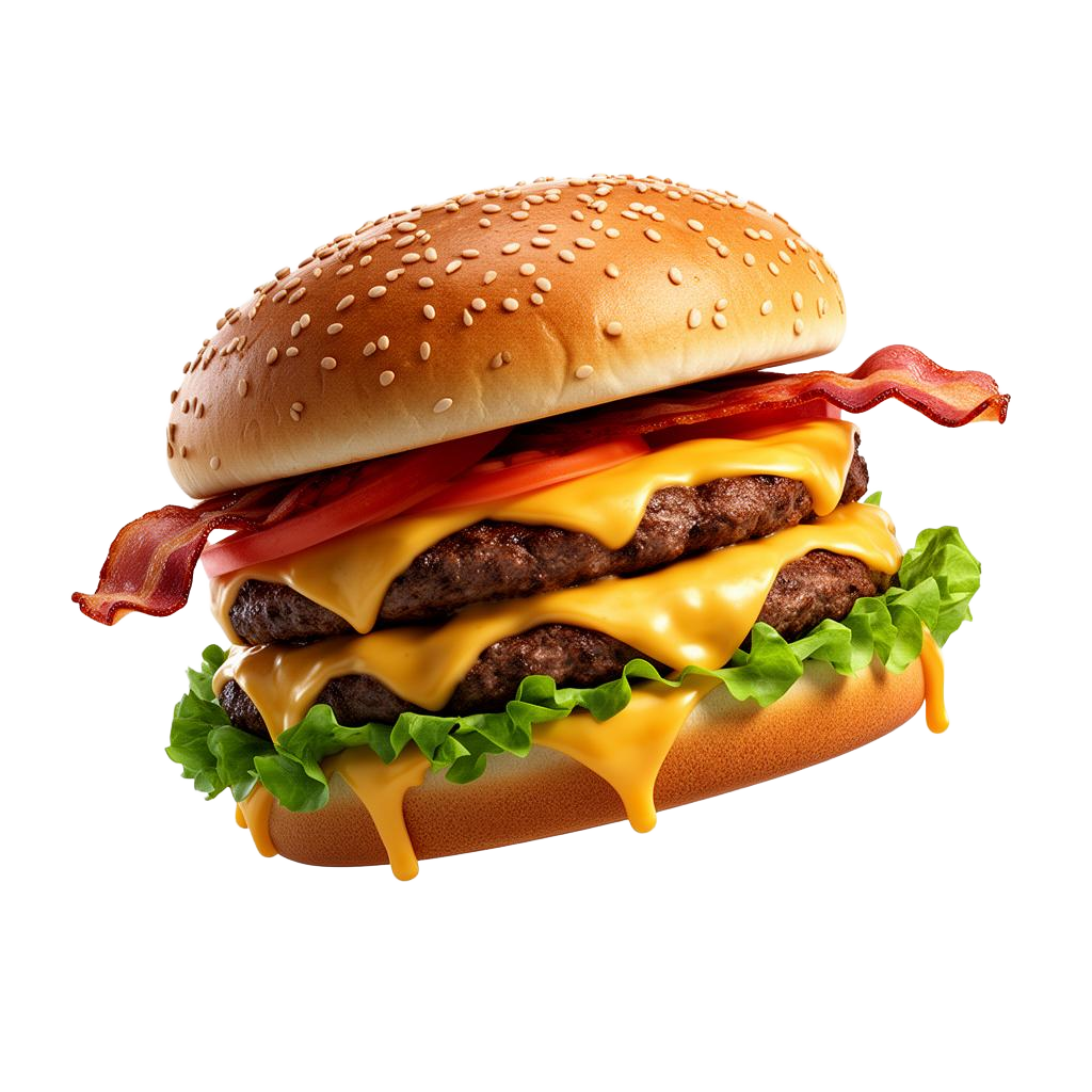 Hambúrguer duplo gourmet com bacon e queijo